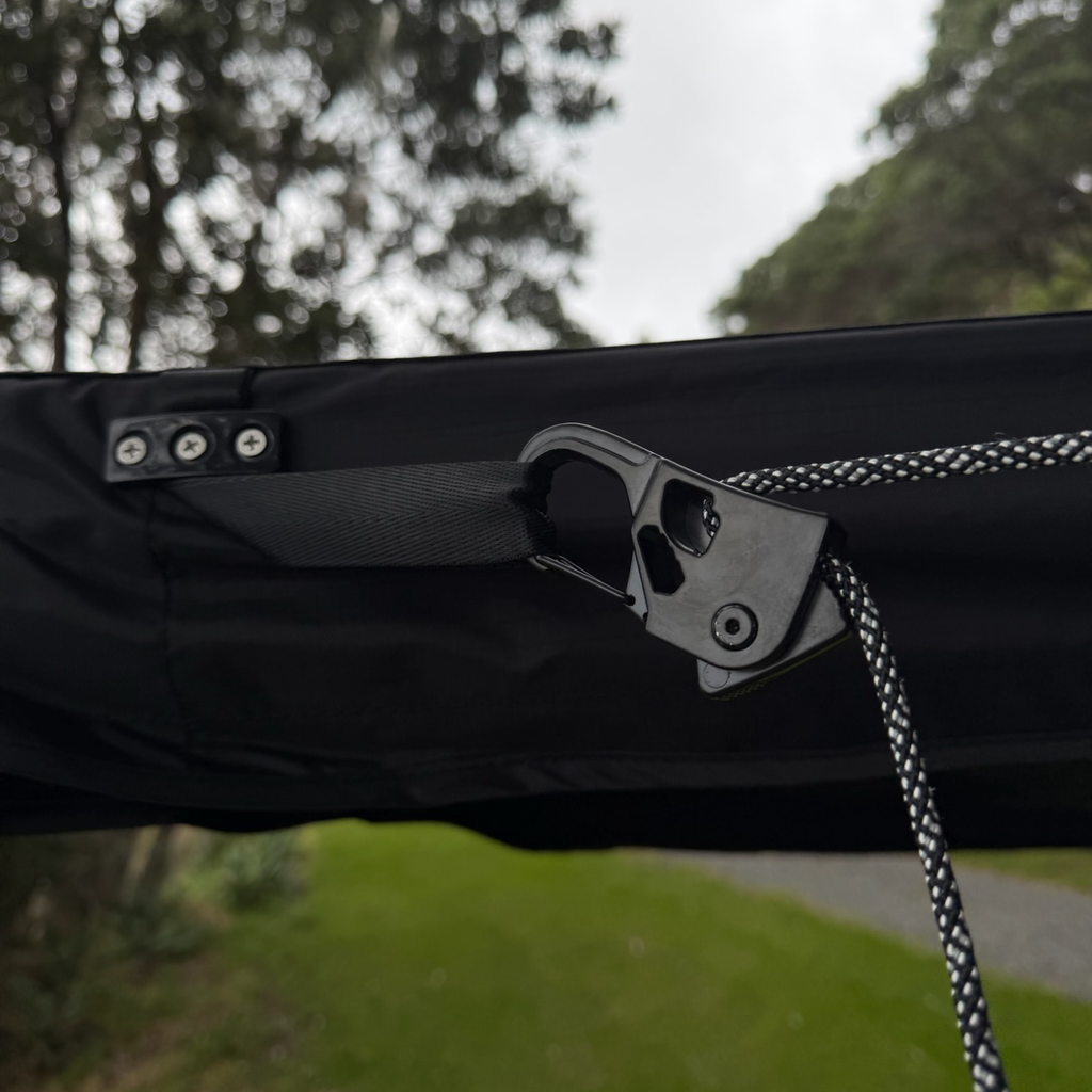 Stoke Mako 270 awning roof-rack mounting bracket and clamp detail