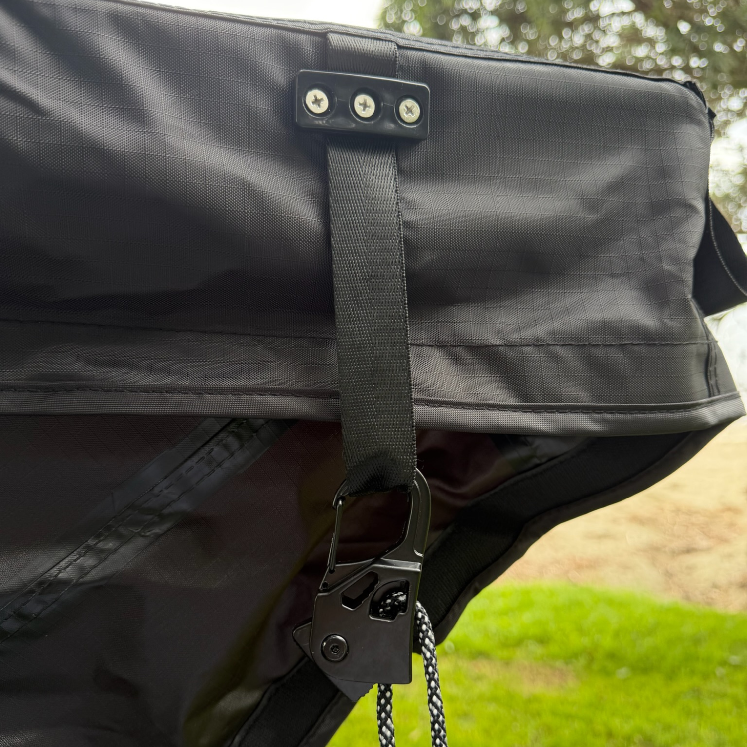 Stoke Mako 180 awning packed in its cover with retaining straps