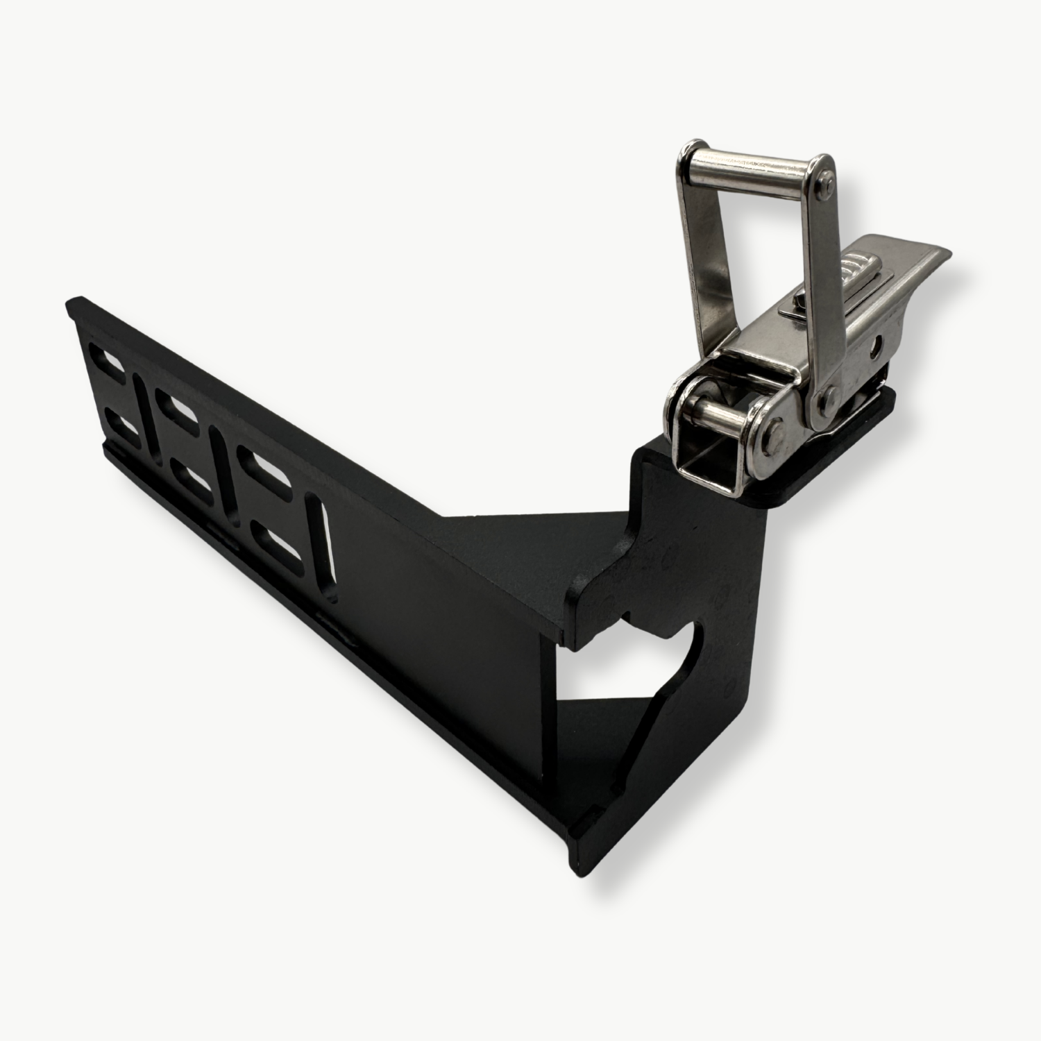 Stoke Quick Release Awning Bracket awning-side plate with slotted mounting holes and ratchet latch