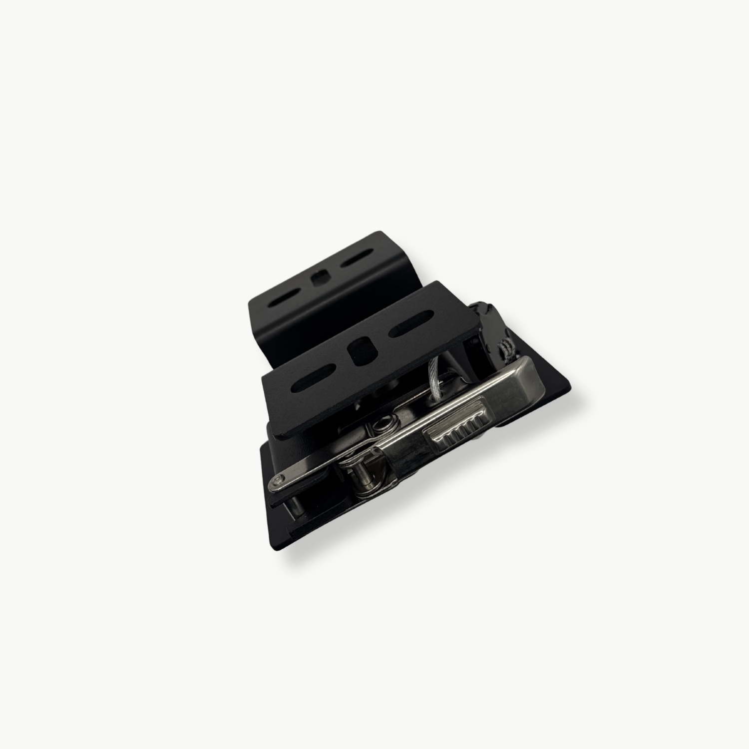 Stoke Quick Release Tent Bracket assembled - tent-side plate, rack clamp and stainless over-centre latch